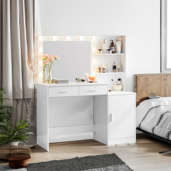 46.7" White Makeup Vanity Desk with Storage