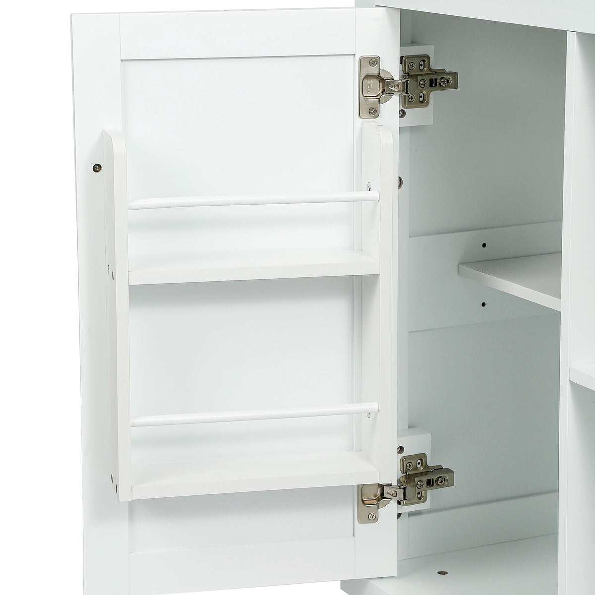 White Rolling Kitchen Island with Drop-Leaf Top & Storage