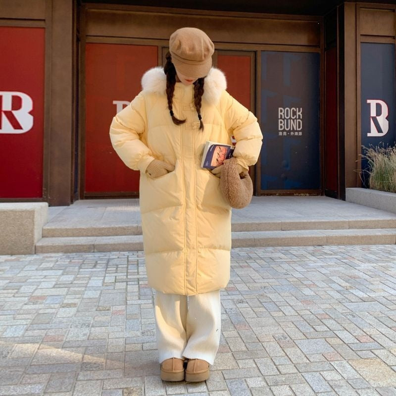 Women's Long Puffer Coat with Large Fur Collar - Winter Fashion Quilted Jacket eprolo