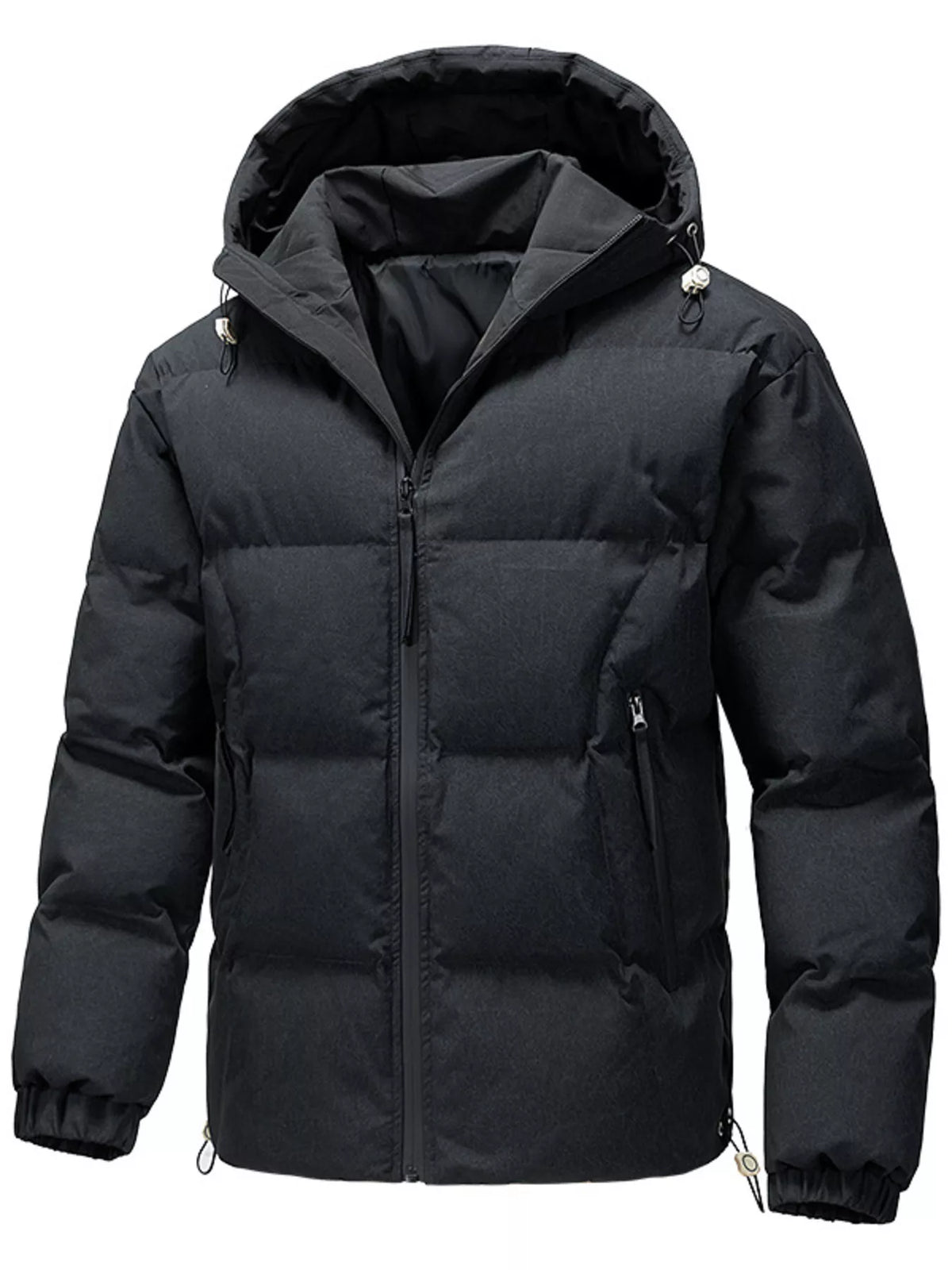Men's plus size warm padded hooded puffer jacket, view 3