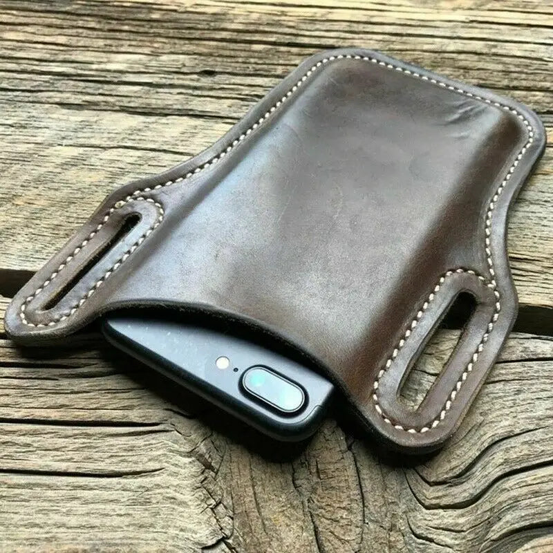 Men's Leather Belt Phone Holster Pouch