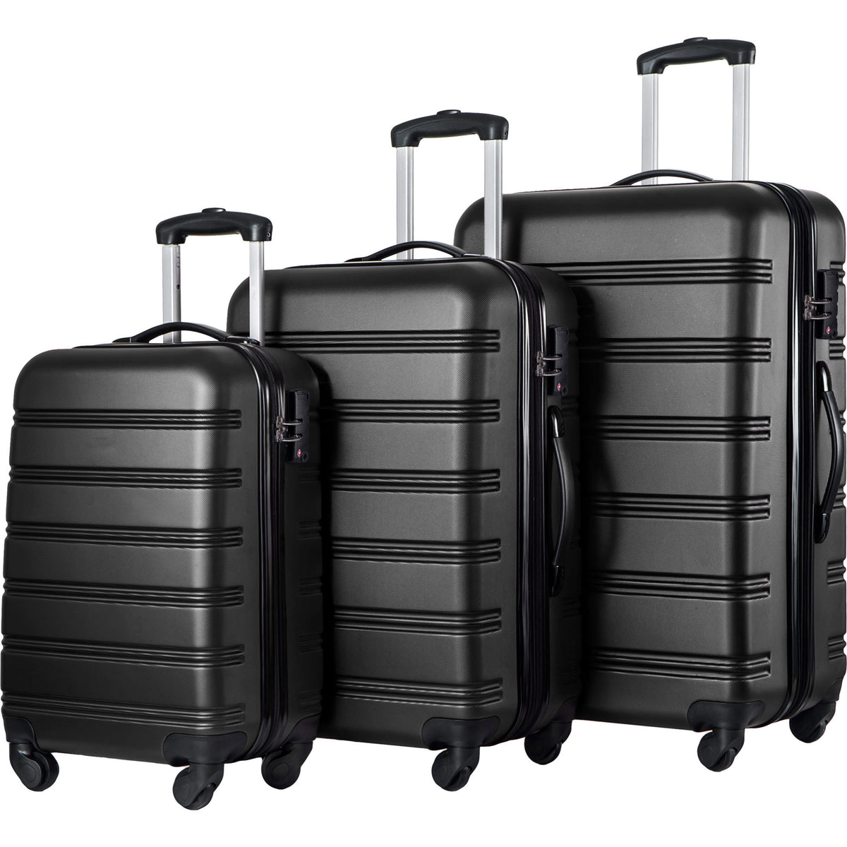 3-Piece Hardside Spinner Luggage Set with TSA Lock – Black