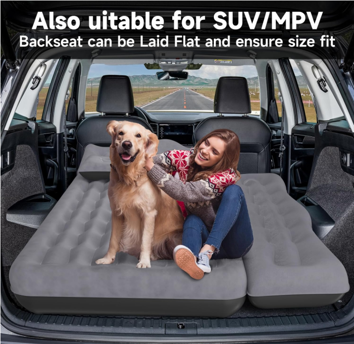 Inflatable Rear-Seat Car Camping Mattress – Dark Gray