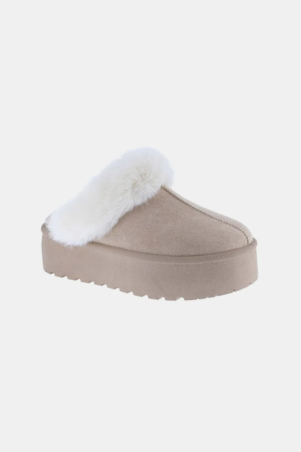 Weeboo thick bottom fur trim snow slippers by Trendsi, featuring plush fur and sturdy soles for winter comfort and warmth.