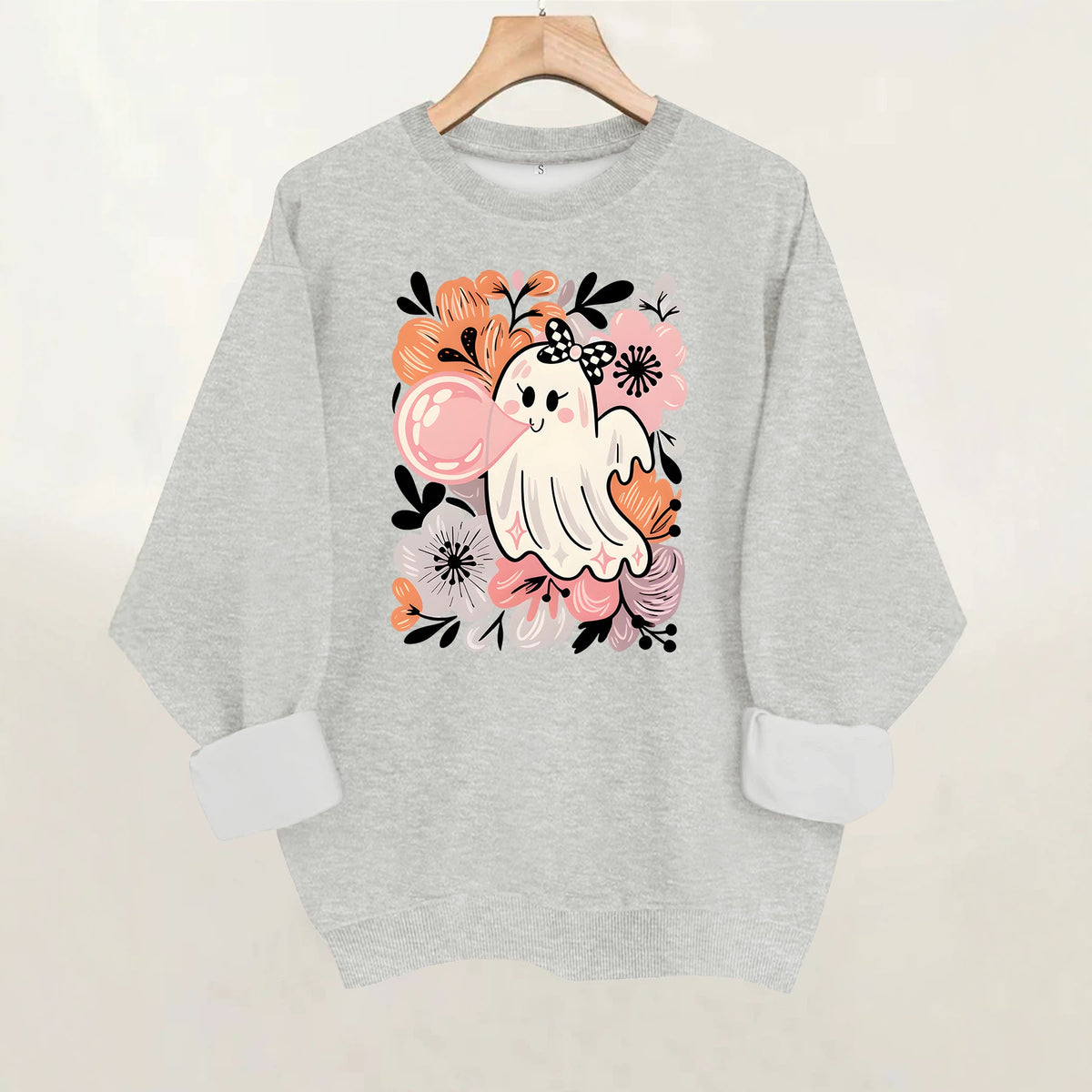 Women's Printed Lantern-Sleeve Crewneck Sweatshirt
