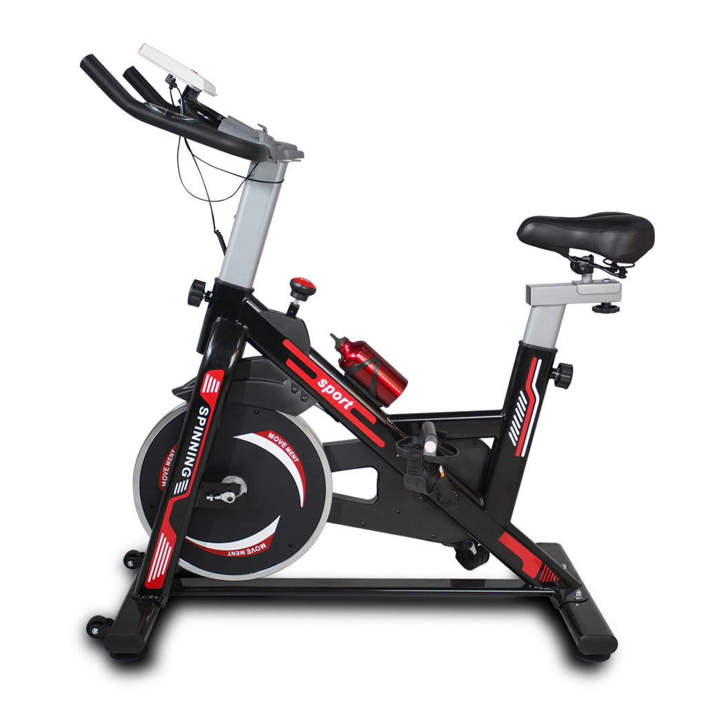 Indoor Cycling Exercise Bike with 30-lb Flywheel – Black/Red