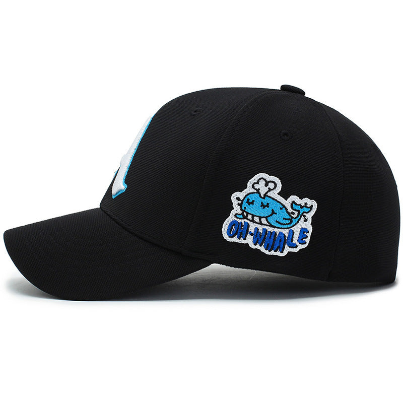 Gothic Letter-A Whale Embroidered Baseball Cap