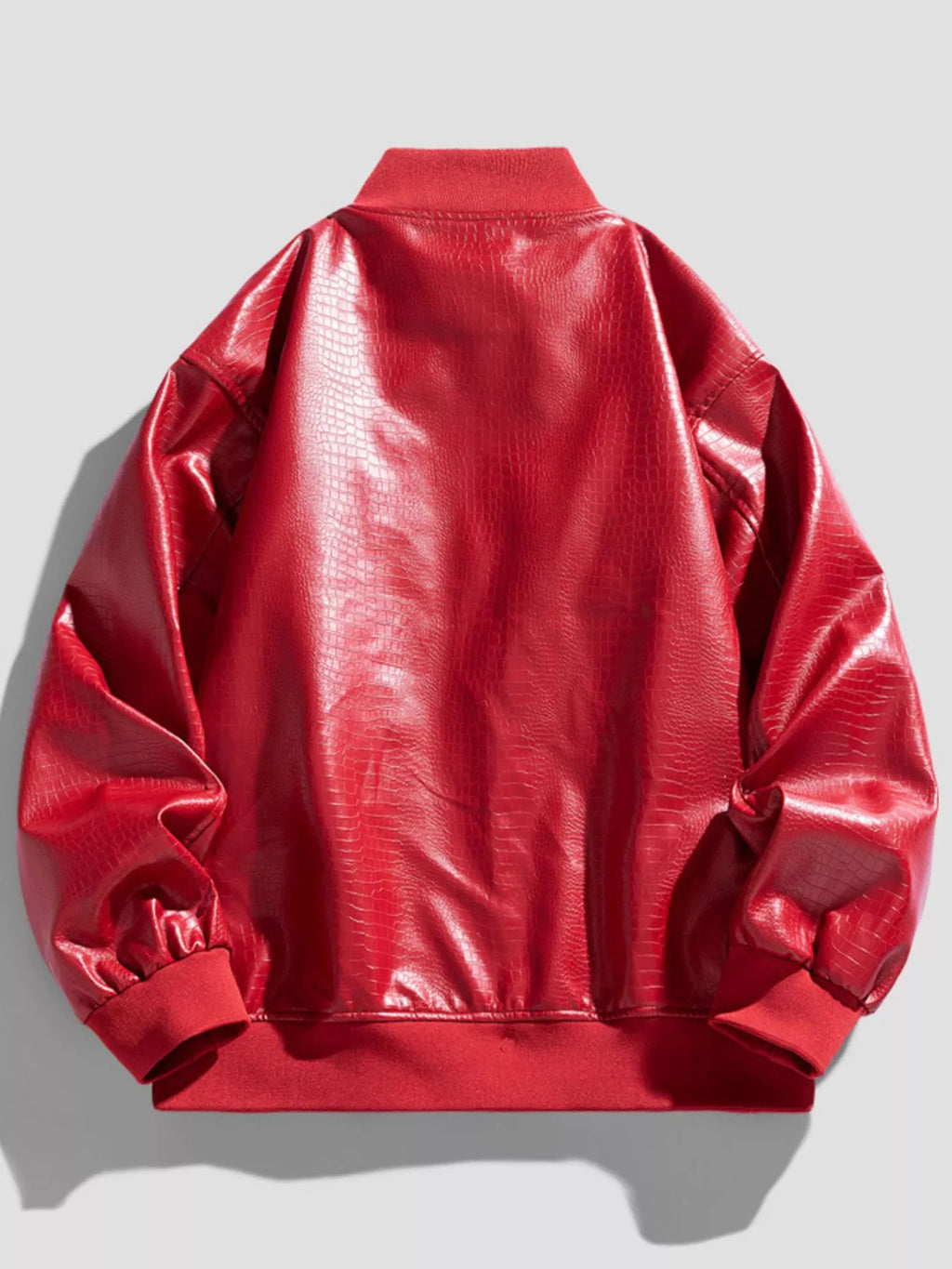 Men's plus size zip-up leather-look jacket, view 2