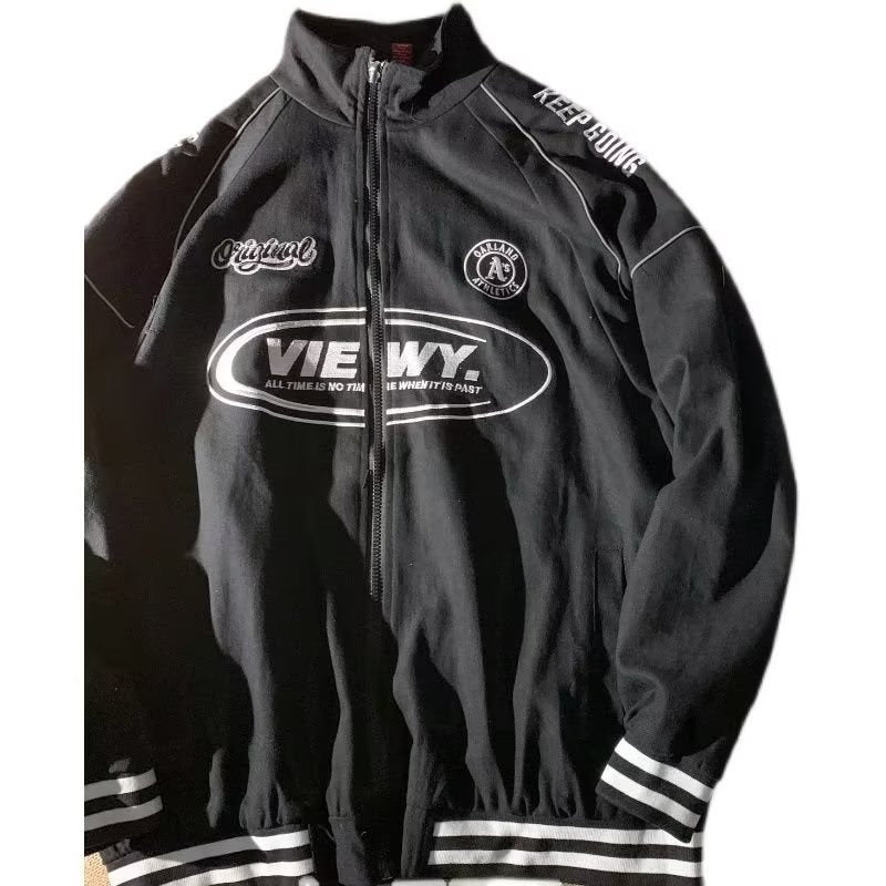 Japanese Baseball Jacket Women Autumn Letter Print Korean Fashion Bomber Windbreaker Jackets Vintage Oversize Coat