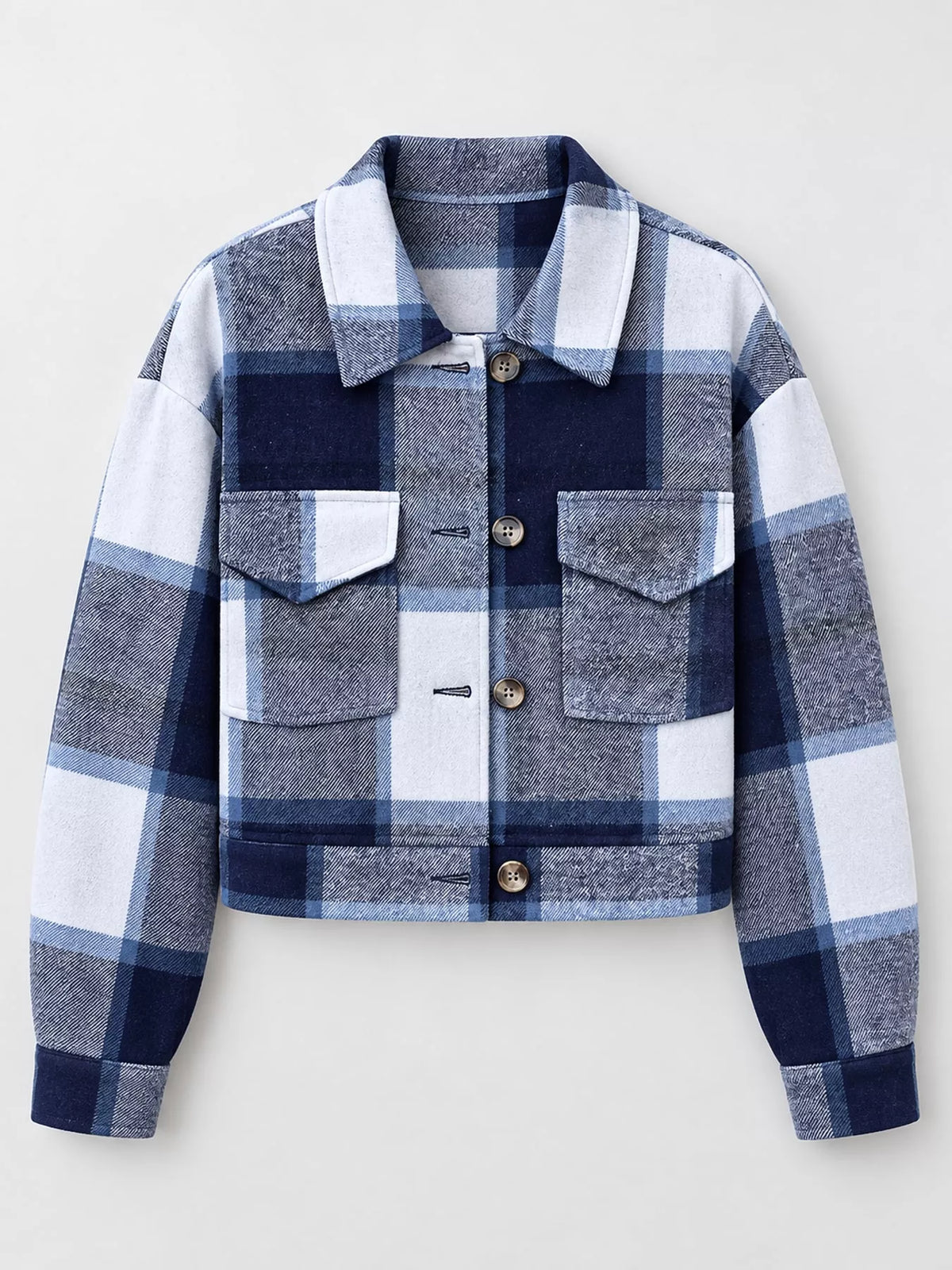 Plaid button-front cropped jacket, view 8