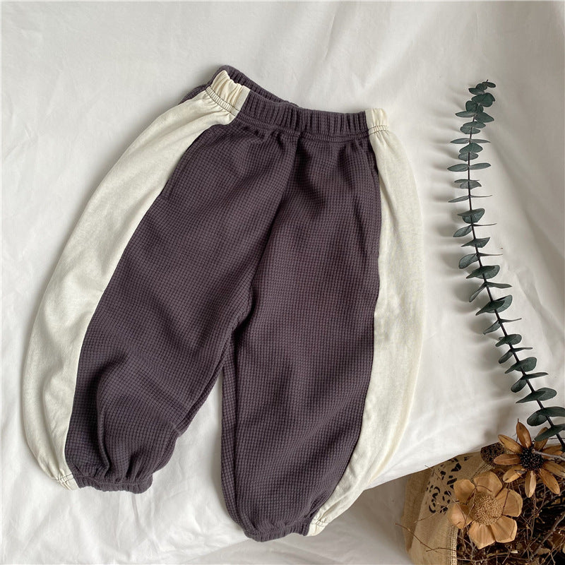 Kids' Spliced Drawstring Sports Pants
