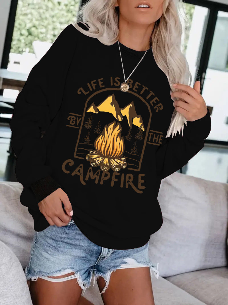 Camping Print Pullover Hoodie