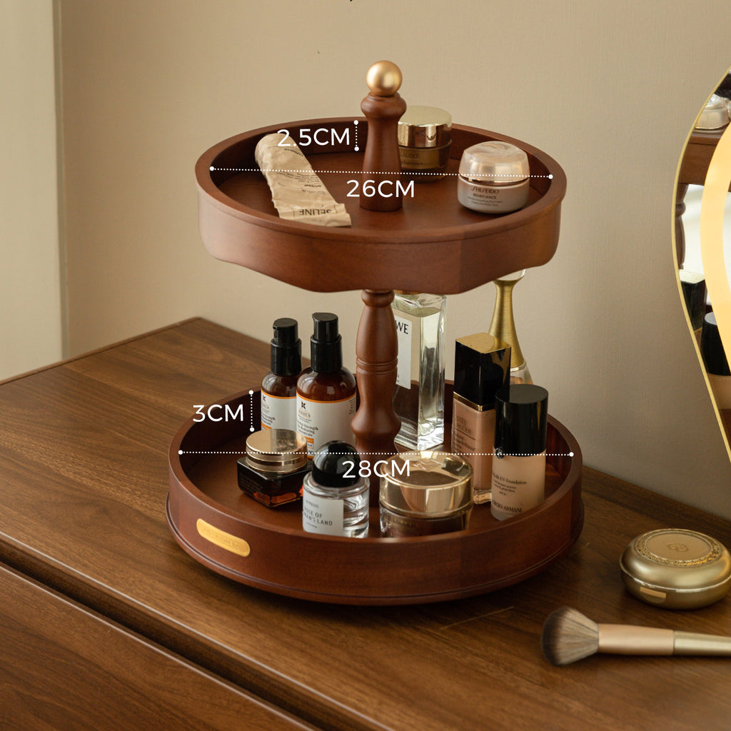 360° Double-Layer Rotating Cosmetic Storage Tray