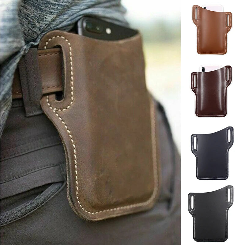 Men's Leather Belt Phone Holster Pouch