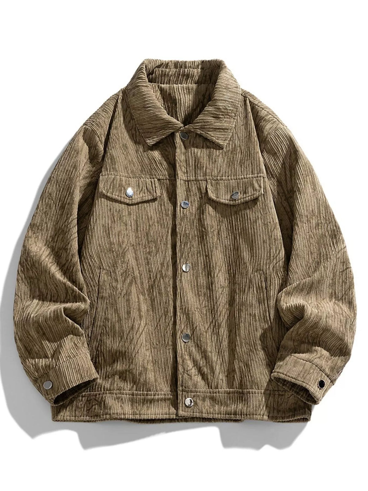 Men's plus size corduroy button-down casual jacket