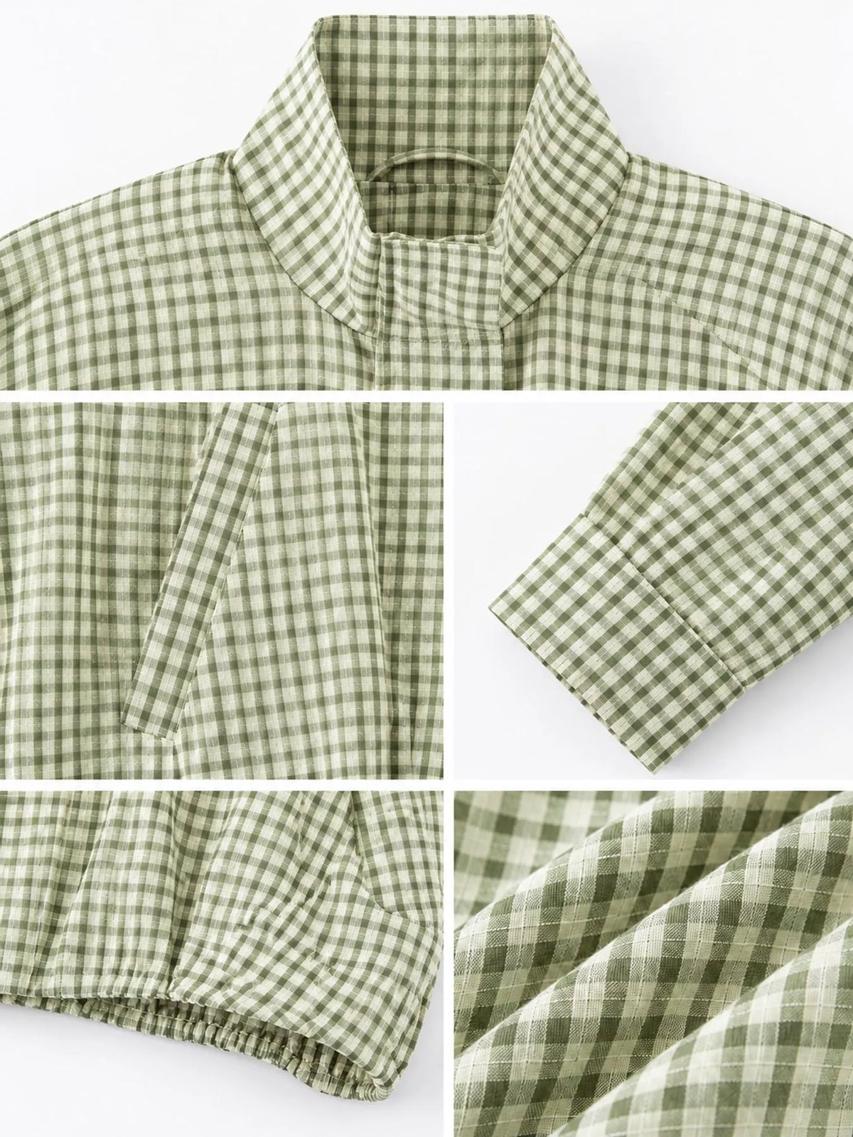 Plaid stand collar cropped jacket, view 22