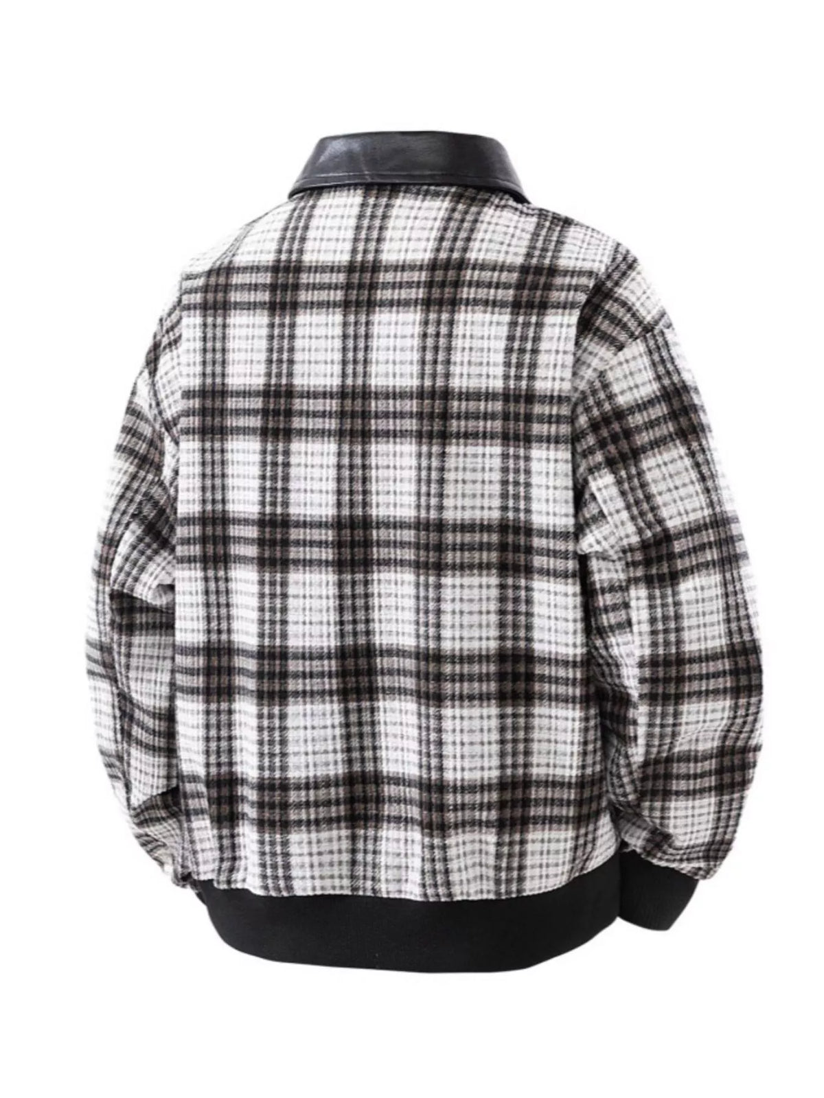 Men's plus size plaid snap-down casual jacket, view 4