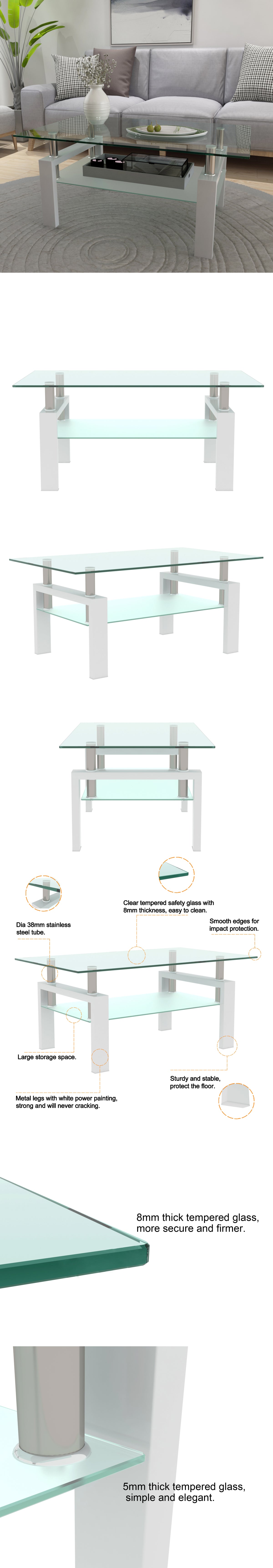 Modern White & Clear Coffee Table
