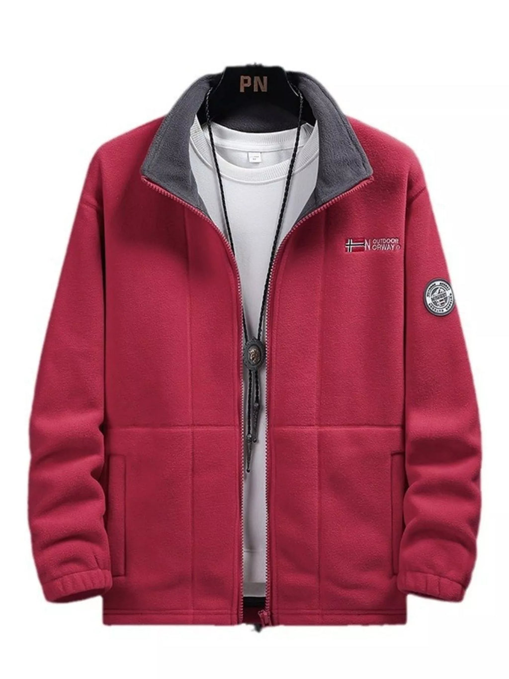Men's zip-up long sleeve fleece jacket, view 8