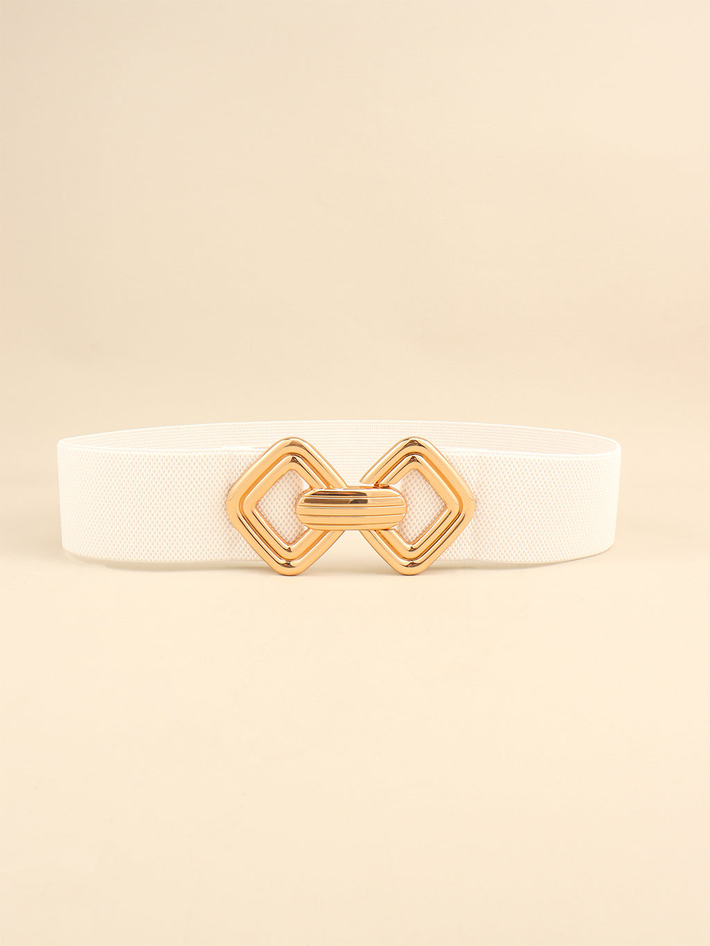 Elastic wide belt with geometric buckle from Trendsi, featuring a stylish design and versatile fit for fashion-forward outfits.