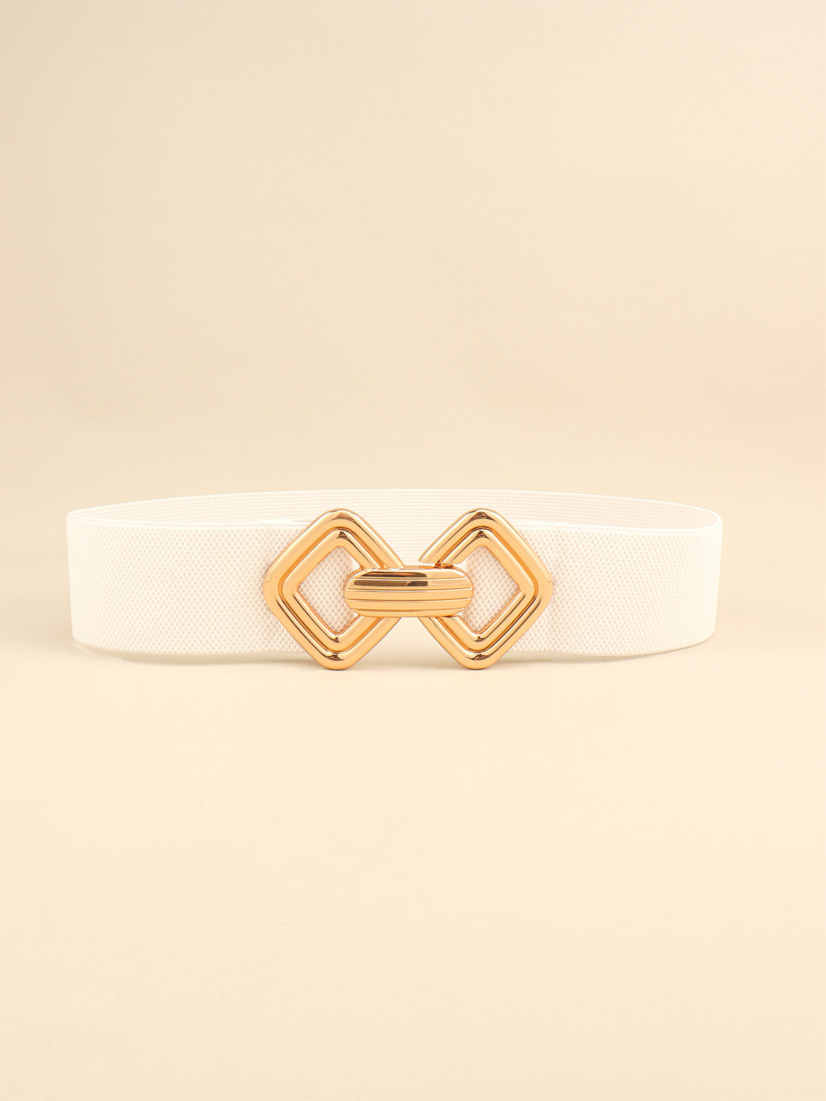 Elastic wide belt with geometric buckle from Trendsi, featuring a stylish design and versatile fit for fashion-forward outfits.