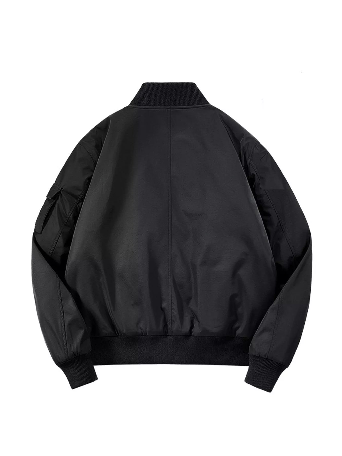 Men's plus size classic zip-up nylon bomber jacket, view 3