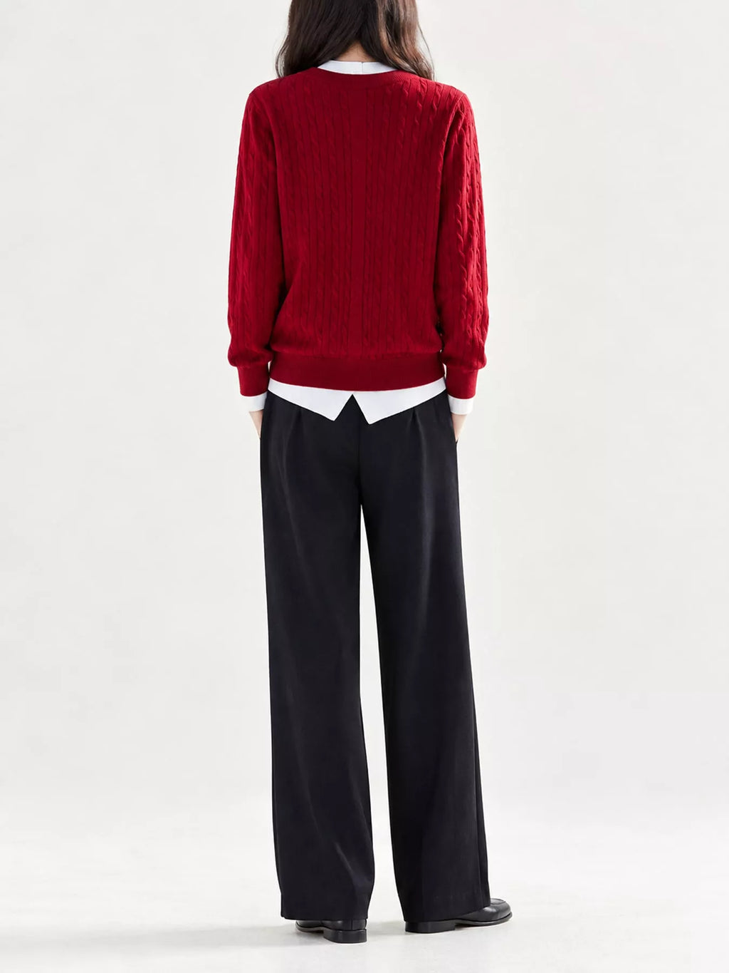Cable-knit button-down cardigan, view 5