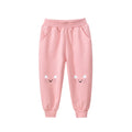 Girls' Pink Cartoon Cotton Jogger Pants