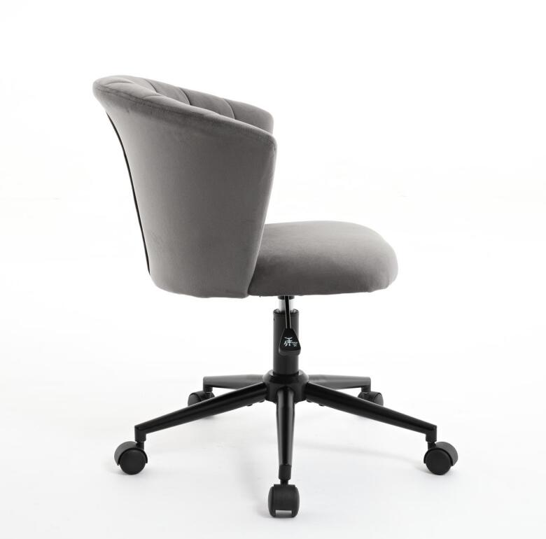 Gray & Black Velvet Swivel Office Chair