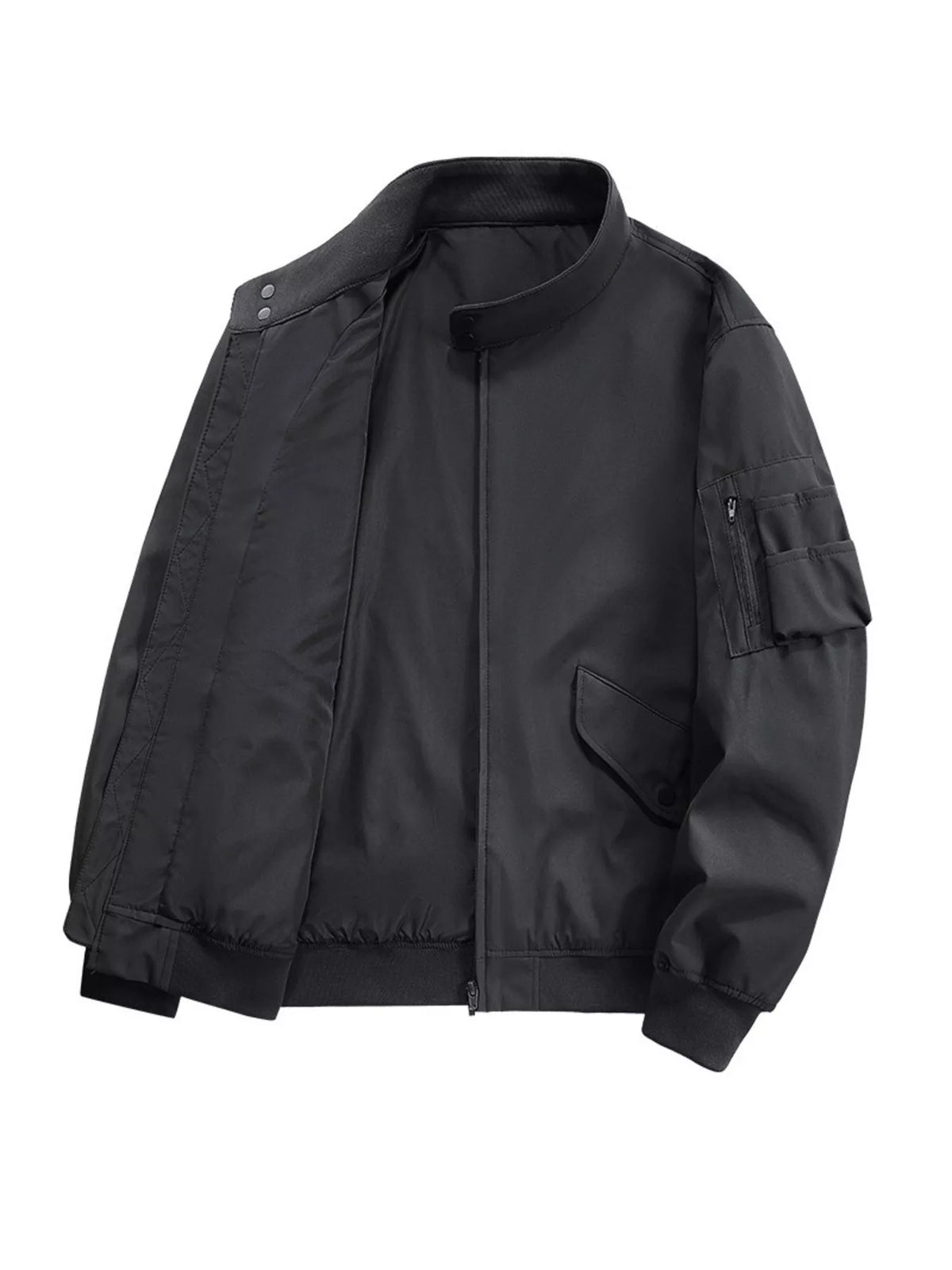 Men's plus size lightweight zip-up jacket with pockets, view 6