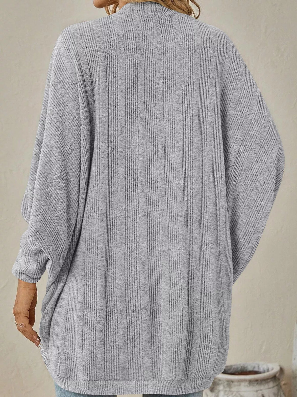 Open-front ribbed batwing sleeve cardigan, view 37