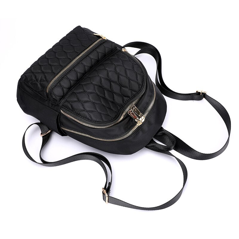 Women's Diamond-Quilted Nylon Travel Backpack