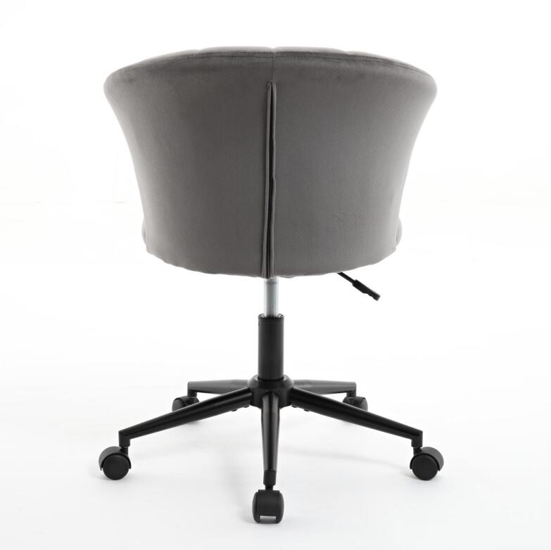 Gray & Black Velvet Swivel Office Chair