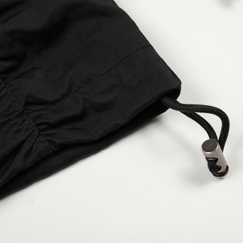 Men's Black Striped Nylon Zip Jacket