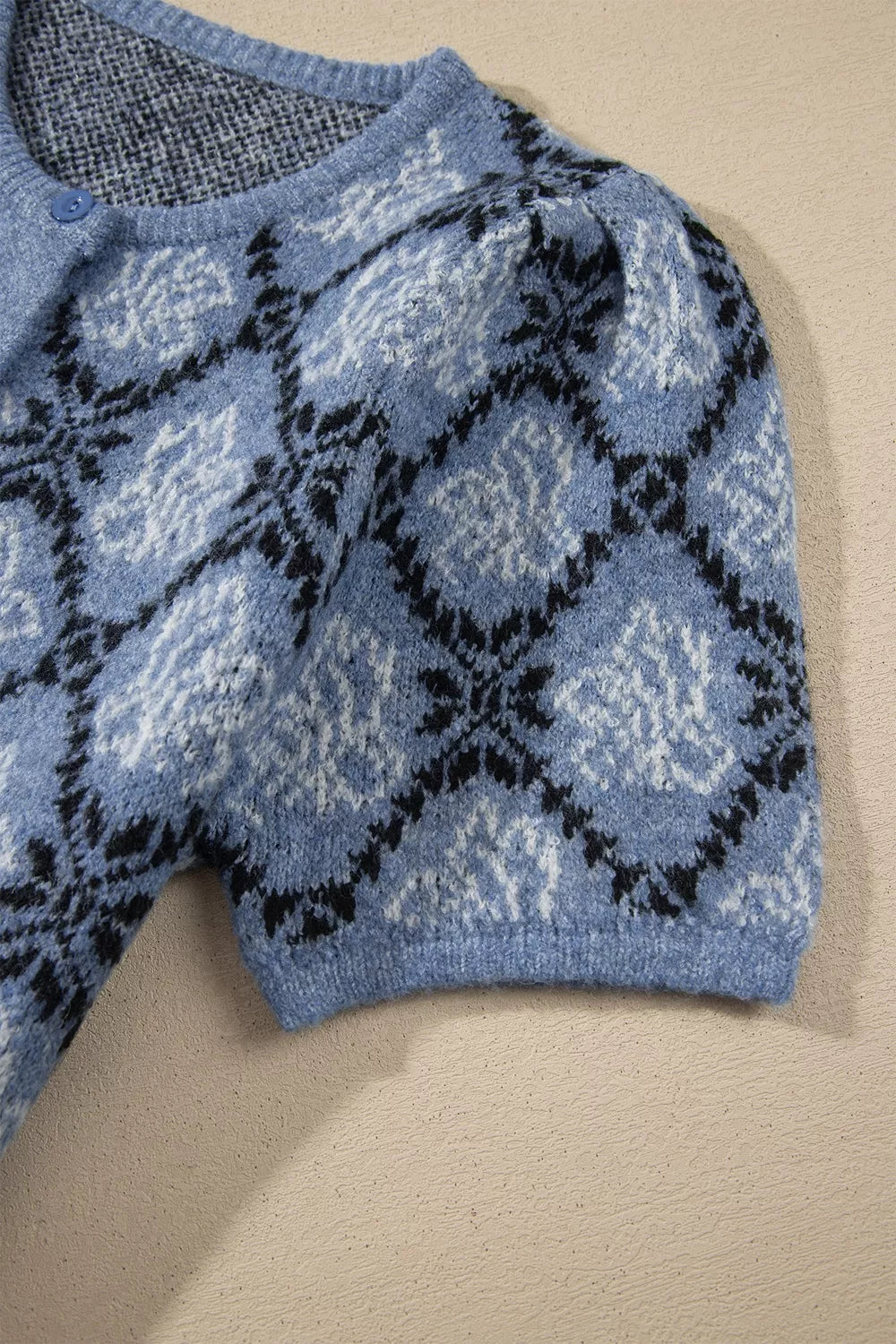 Short sleeve boho knit top cardigan with button front, trendy and lightweight, perfect for casual wear and layered styling.