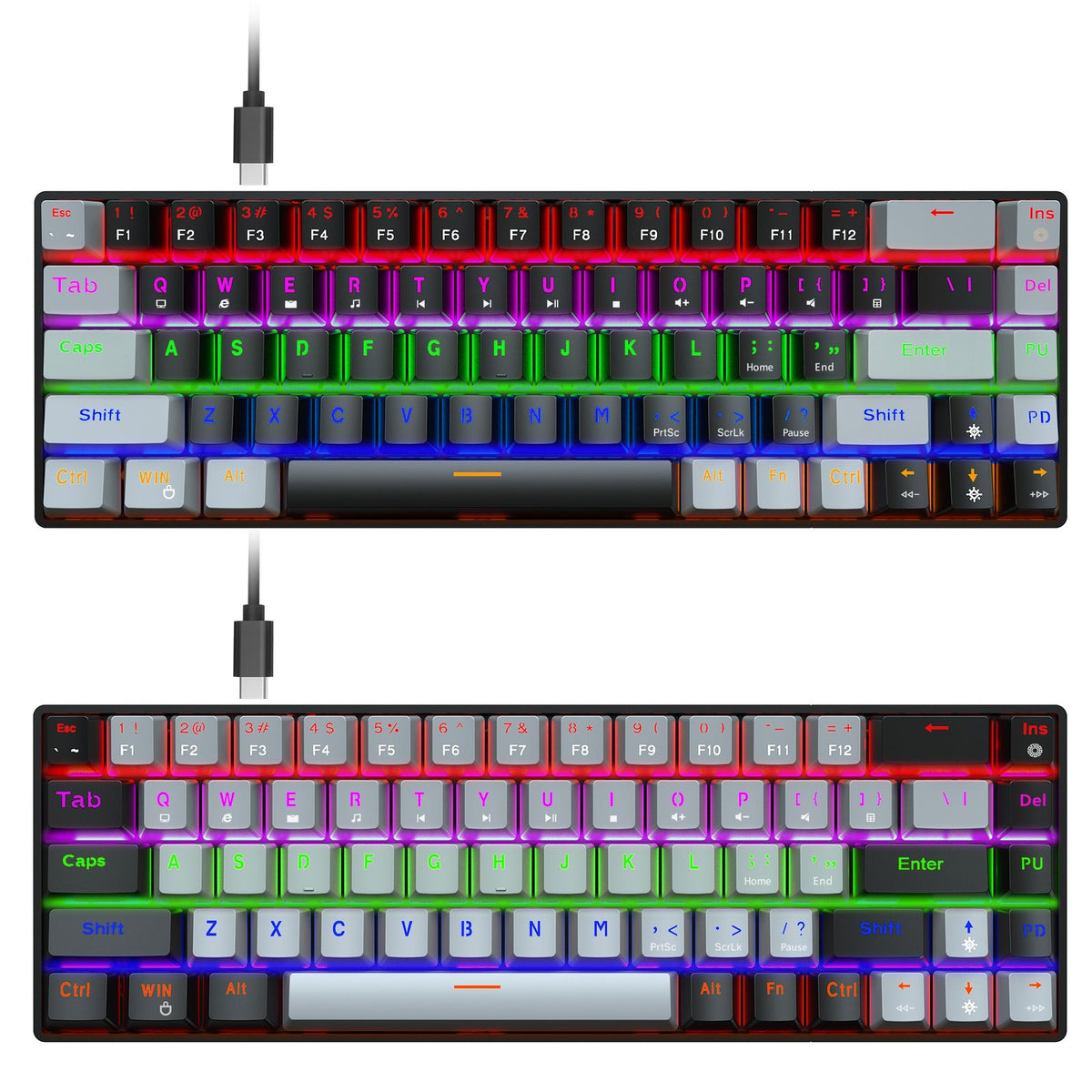 New 68 key RGB luminous esports game with blue and red axis mechanical keyboard laptop MAC 60% eprolo