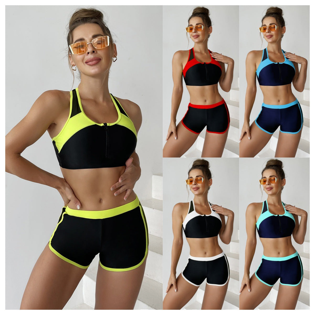 Women's Color-Block Two-Piece Sport Swimsuit