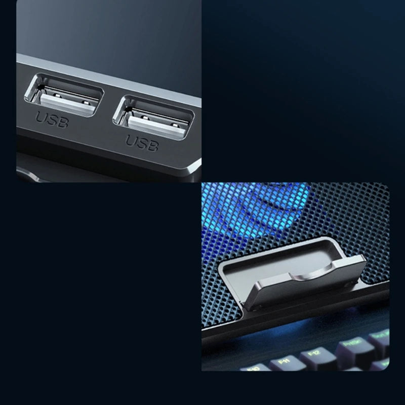 6-Fan LED Laptop Cooling Pad with Phone Holder
