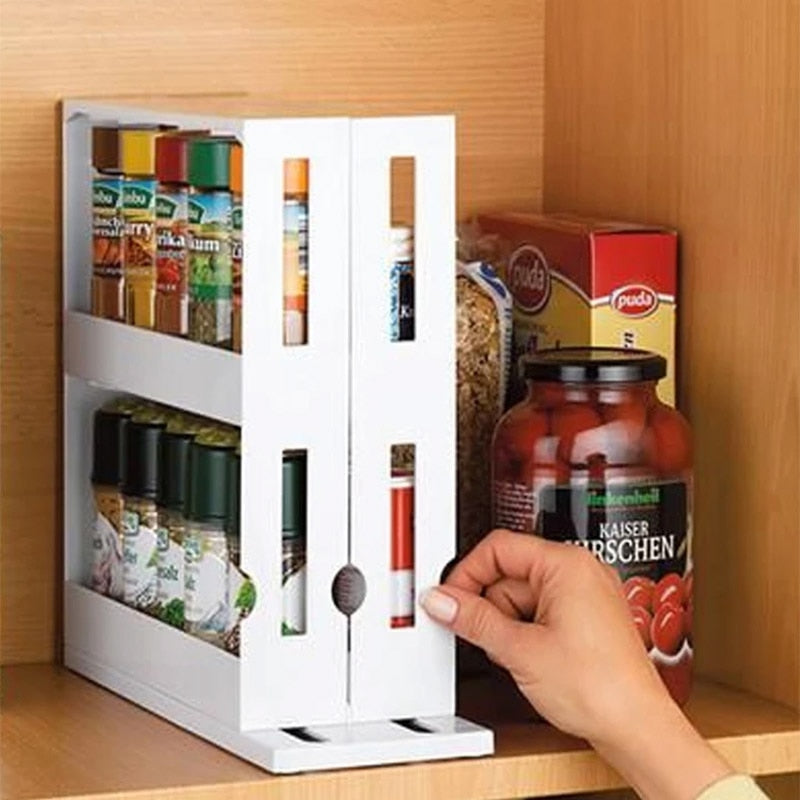 Pull-Out Rotating Kitchen Spice Organizer Rack