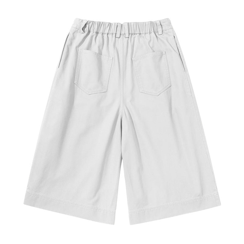 l Loose Wide-Leg Seven-Eighth Pants Men Simple Basic Versatile Shorts