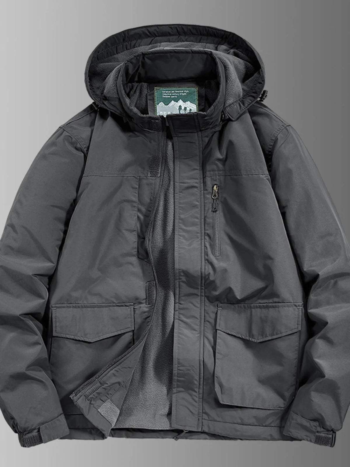 Men's plus size thick hooded outdoor jacket