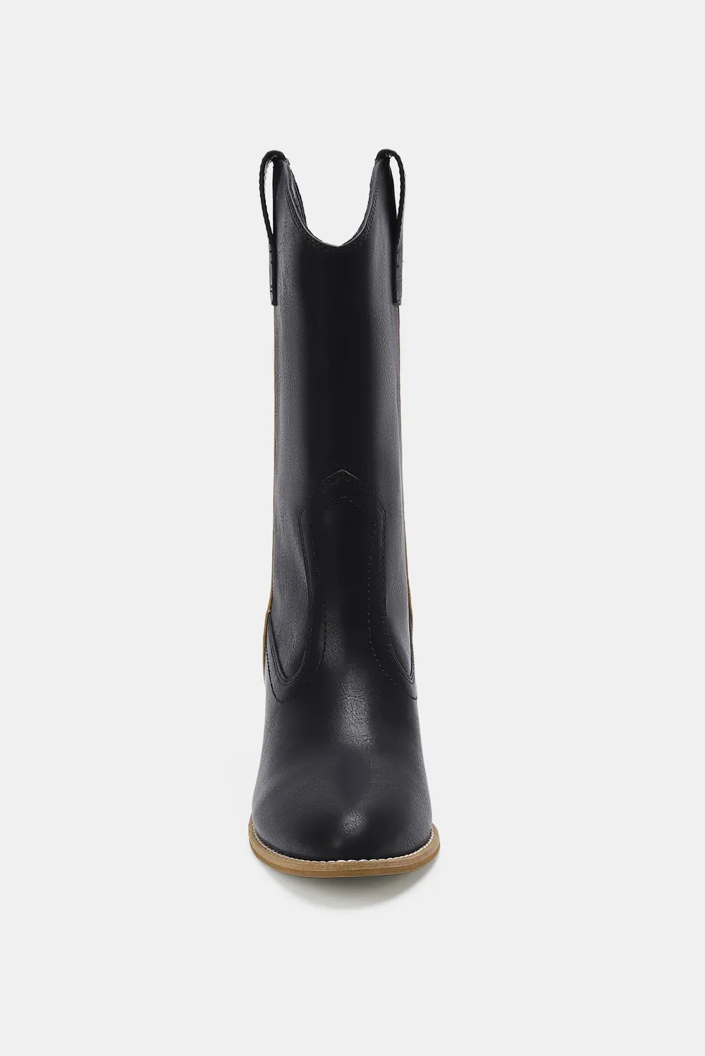 Beast Fashion butterfly cut detail point toe boots from Trendsi featuring sleek black leather and butterfly-shaped cutouts.