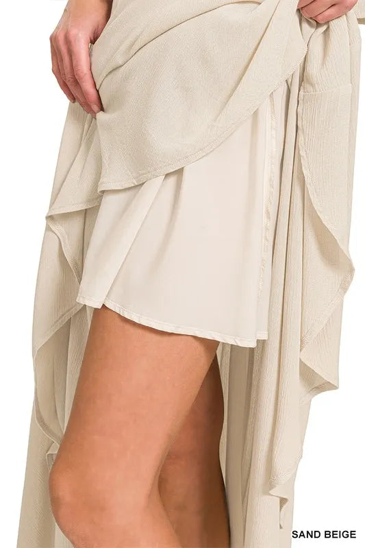 Zenana woven crinkle gauze crop tee and skirt set, lightweight casual outfit for warm weather, in soft fabric with relaxed fit.