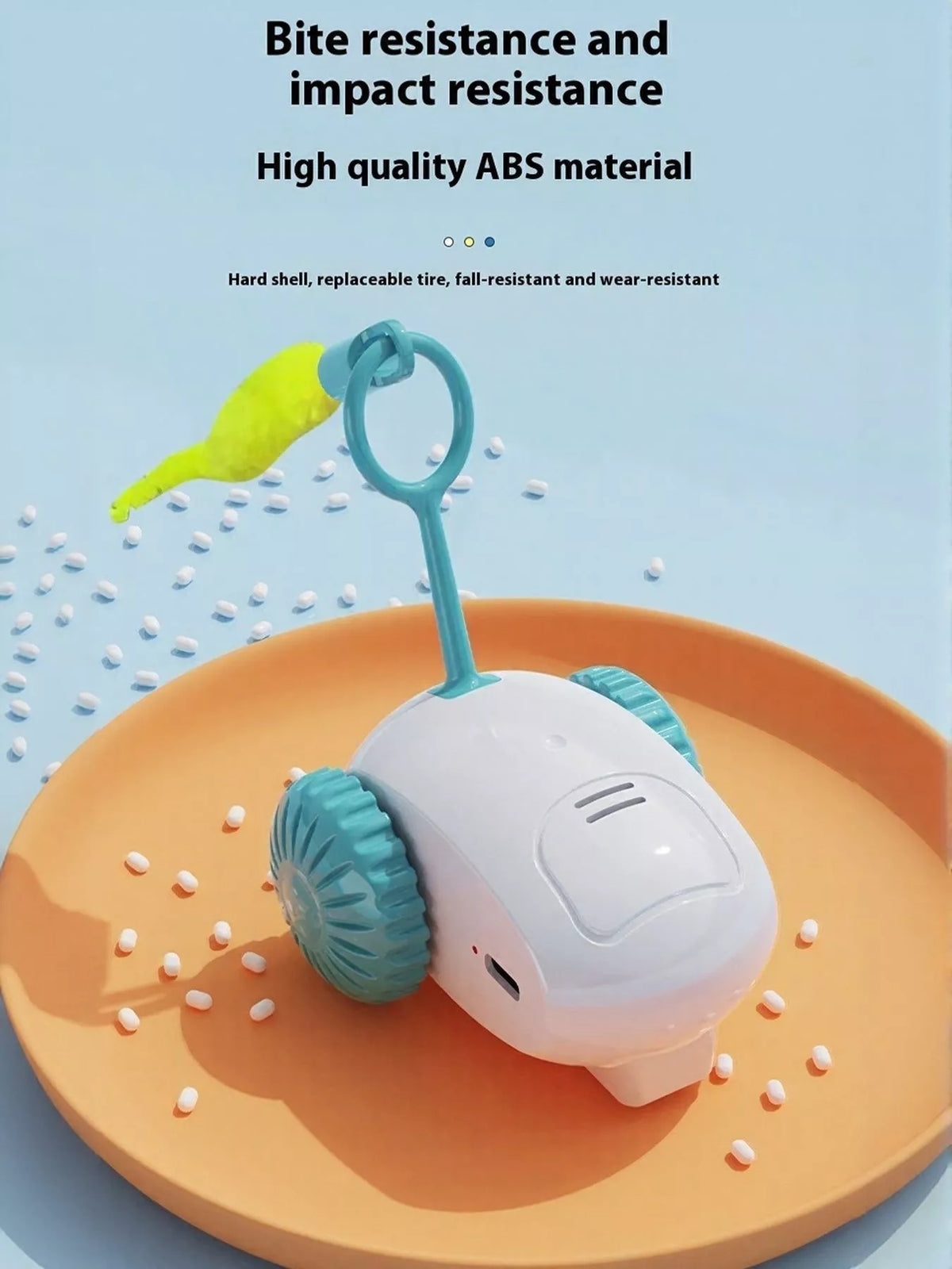 Interactive self-rotating pet teaser toy by Trendsi, featuring colorful feathers and spinning motion to entertain cats and small pets.