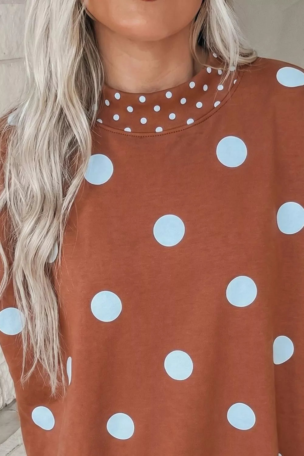 Polka dot drop shoulder sweatshirt, view 3
