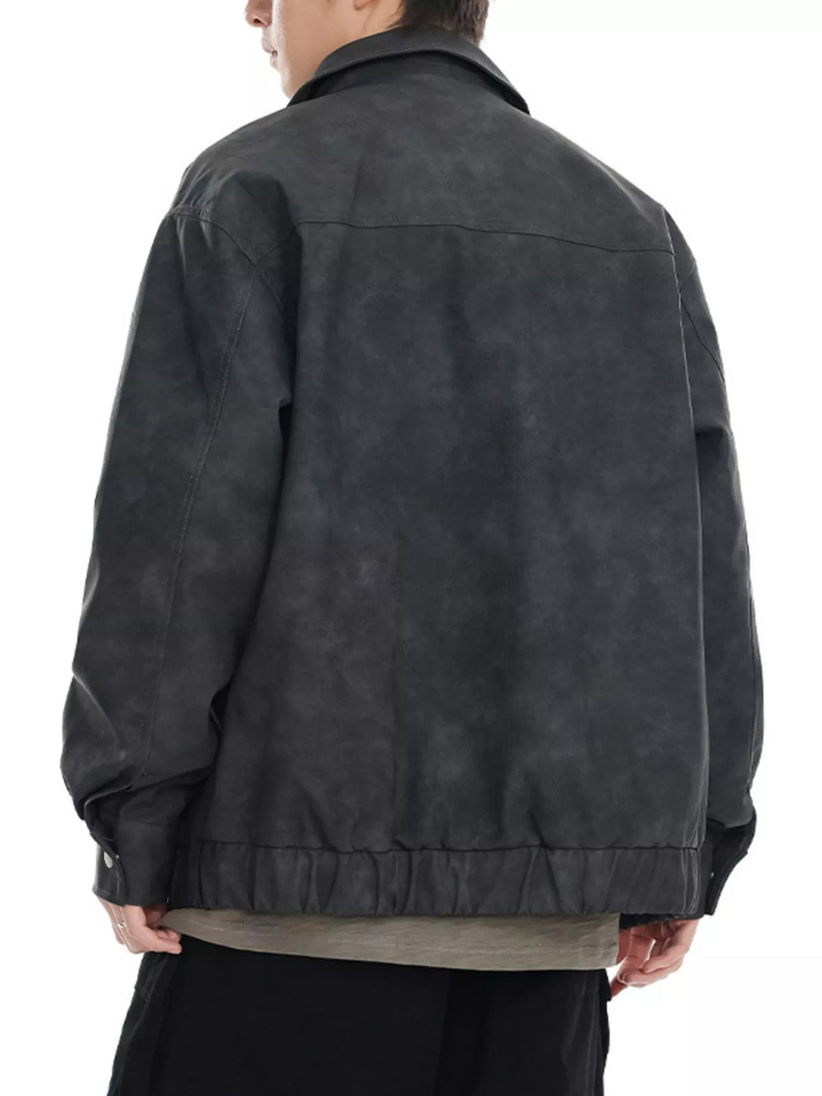 Men's plus size washed zip-up jacket, view 4