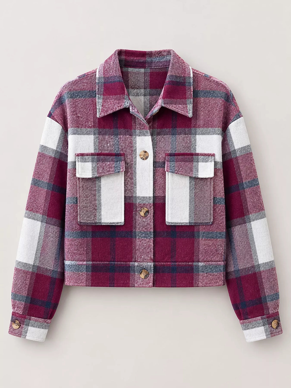 Plaid button-up cropped jacket, view 27