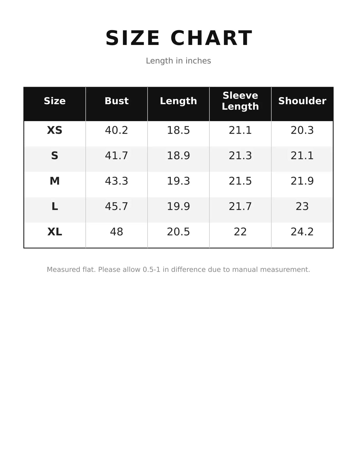 Size chart for plaid button-front cropped jacket