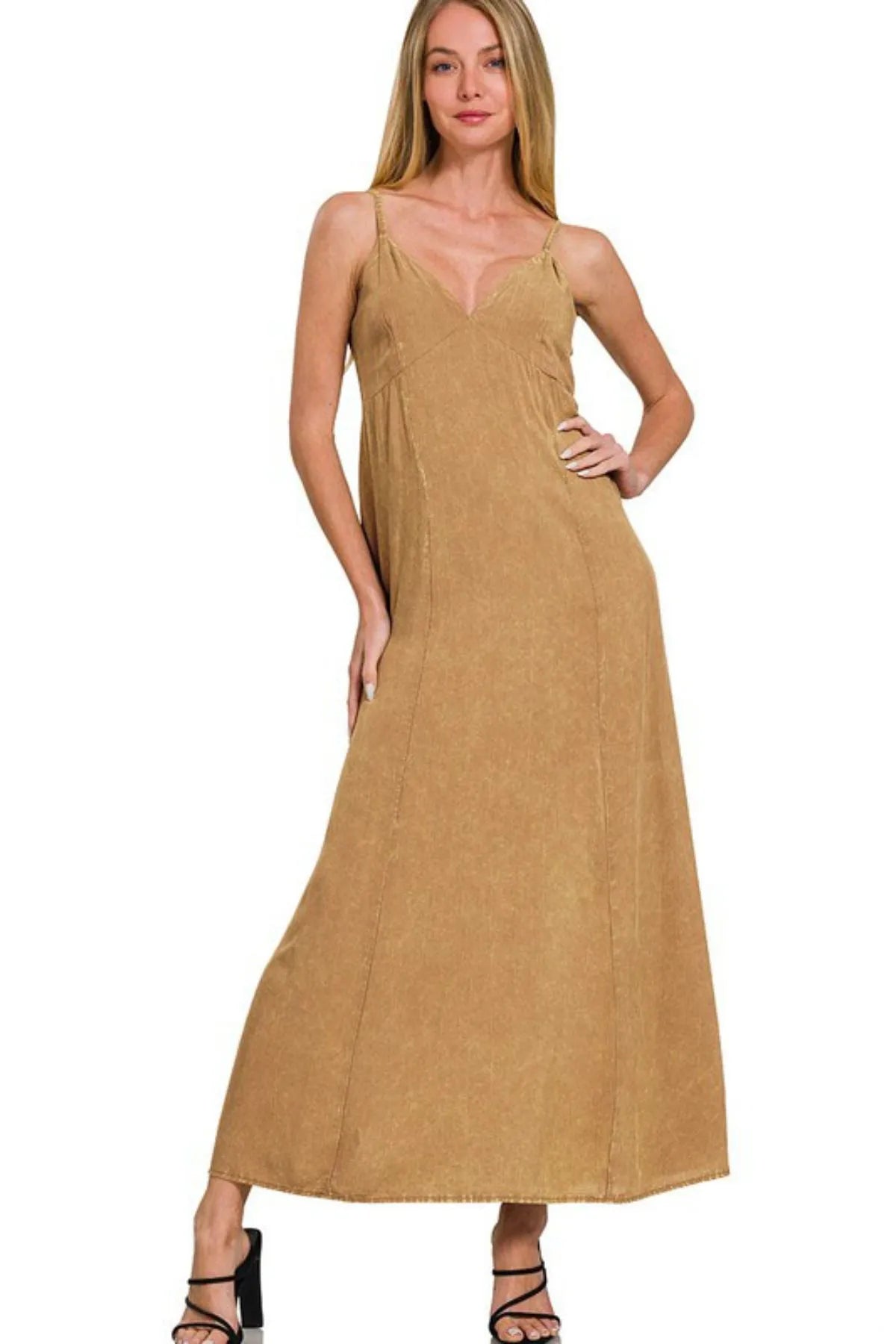 Mineral washed rayon challis cami dress by Trendsi featuring a relaxed fit and lightweight fabric, perfect for casual summer wear.