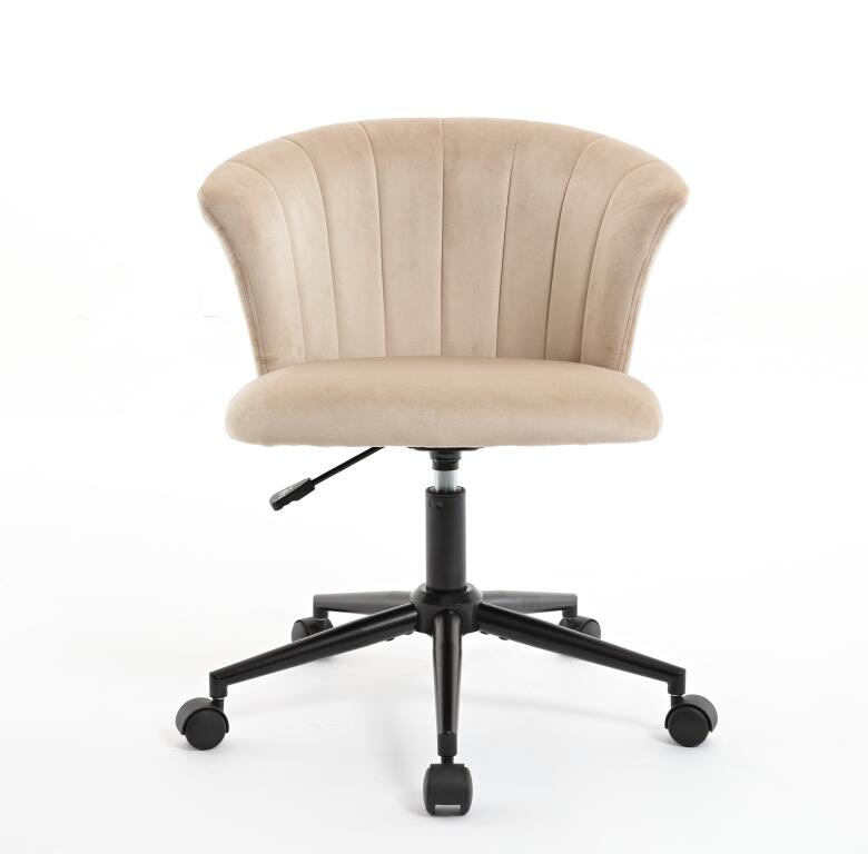 Camel Velvet-Style Swivel Office Chair